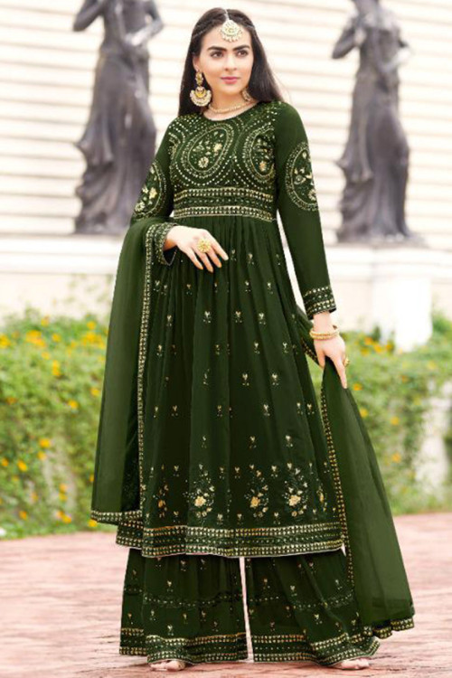 Buy Mehendi Ready Green Sharara Suit Set - Ethnic Race