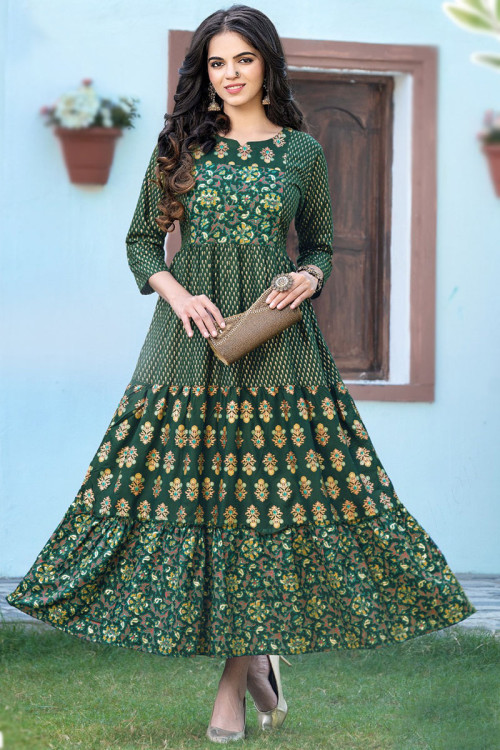 Buy Ready to Wear Anarkali Gown Round Neck Indian Kurti Tunic Online for  Women in USA