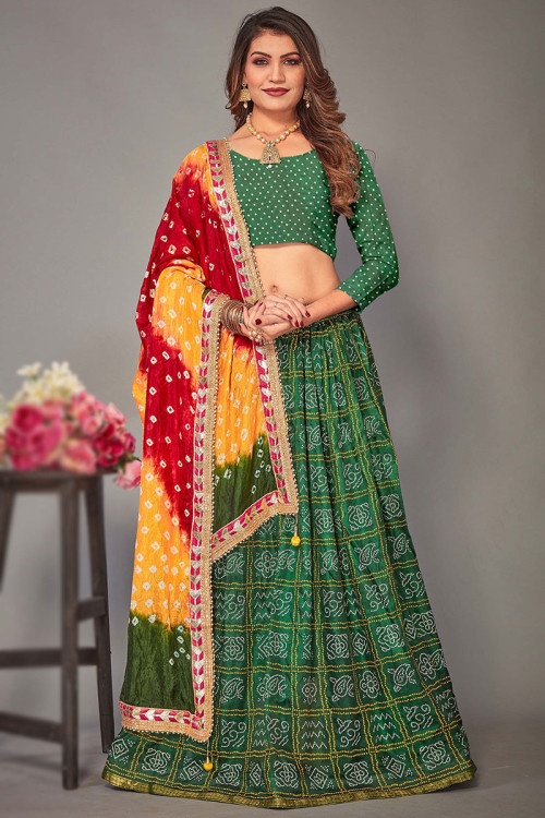 Adorable Combination Of Orange &Green!! #Orange And Green Georgette And  Soft Net flared lehenga desig… | Lehenga saree, Saree draping styles,  Lehenga choli online