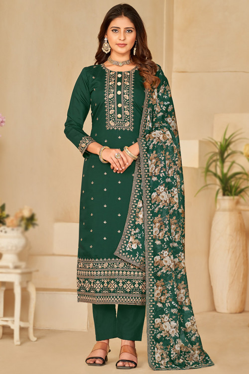 mehendi green georgette embroidered sharara style pakistani suit 30009 |  Sharara designs, Pakistani dress design, Indian fashion