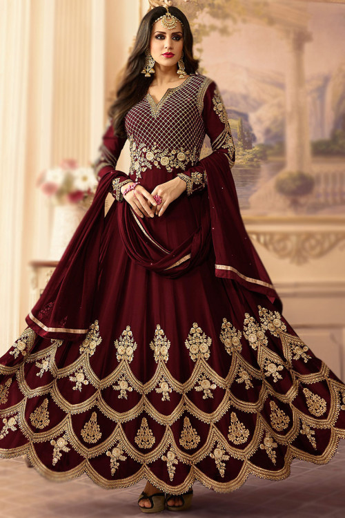 Maroon Color Dresses Outfits For Eid Functions and Ramadan 2024
