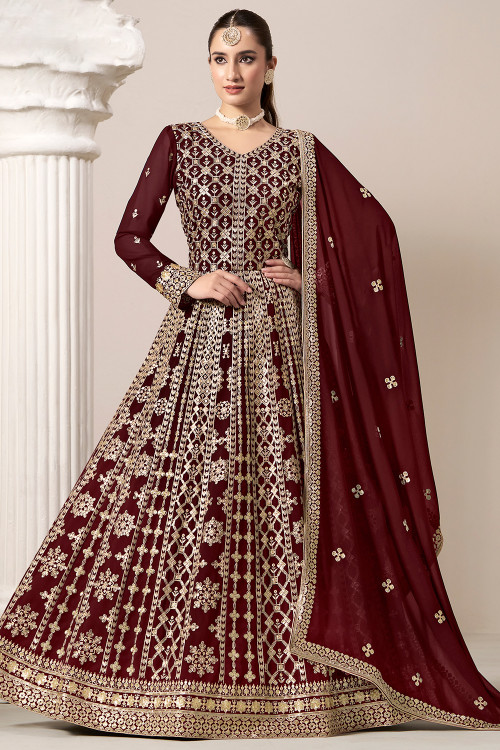 Maroon Color Dresses Outfits For Eid Functions and Ramadan 2024