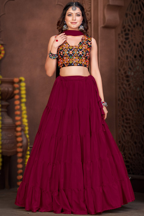 Maroon colour ghagra choli new arrivals