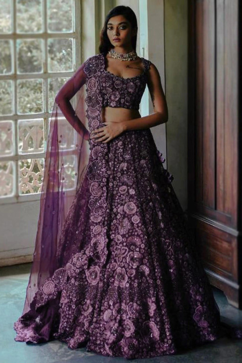 Buy Purple Bridal Wear Indian Dresses Online for Women in USA