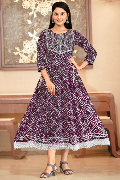 Purple long kurtis on sale