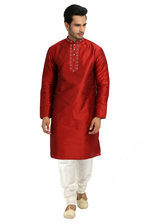 Red white kurta pajama deals
