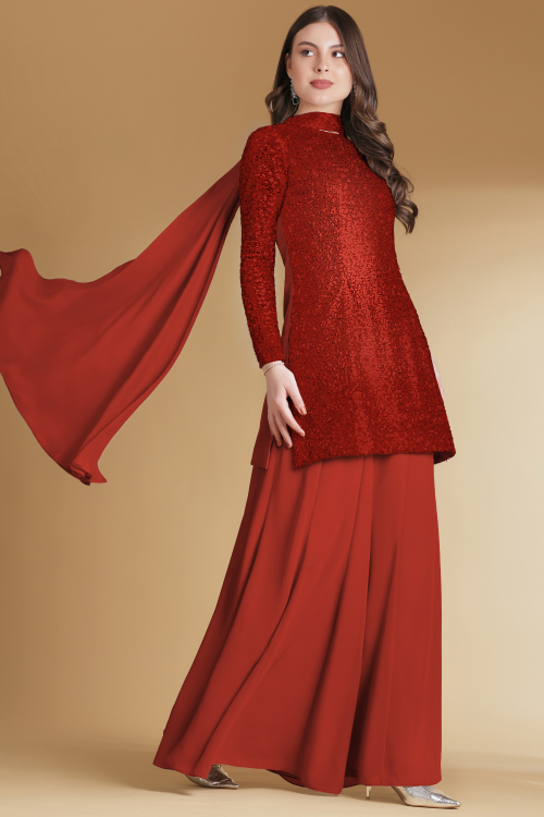 fitted lace wedding dress Scarlet Red Dress – ZoyaHussain main image 0