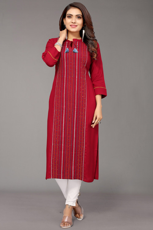 Red kurti for girls sales