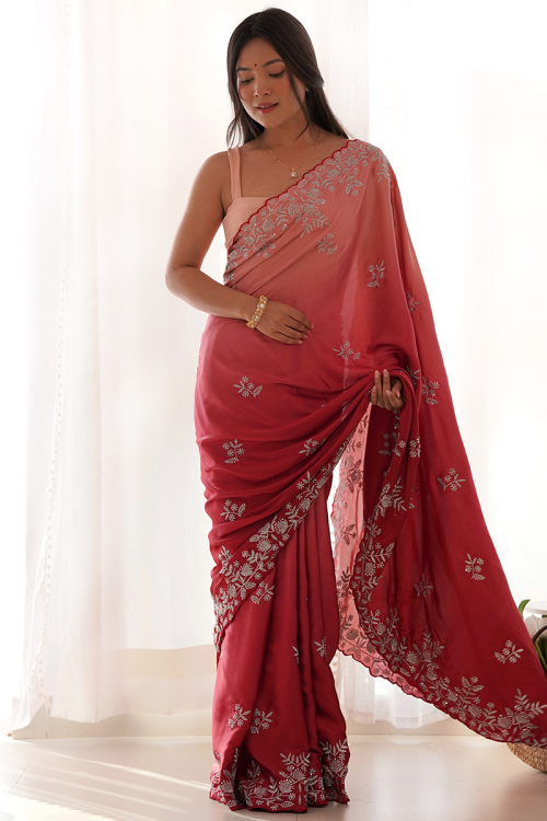 Buy Red Sequins Work Sarees Online for Women in USA