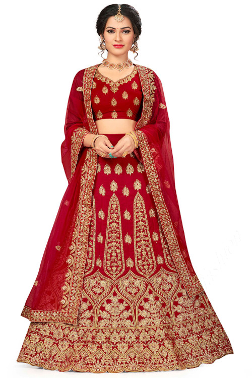 Zari Embroidered Silk Bridal Lehenga Choli LLCV115932