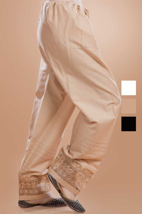 White Cotton Straight Readymade Trouser With Lace 359 – At Online Stores