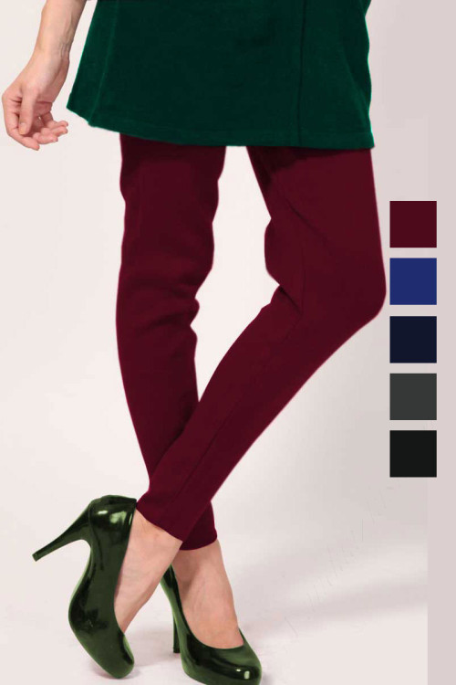 Solid Knit Churidar Leggings - Dark Green | Women | Indian Clothing |  In-Sattva