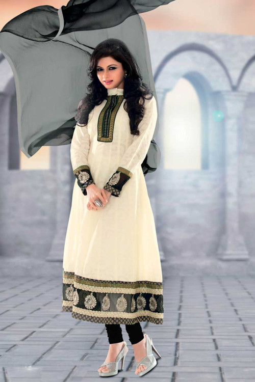 Cotton Anarkali Churidar Suit With Dupatta