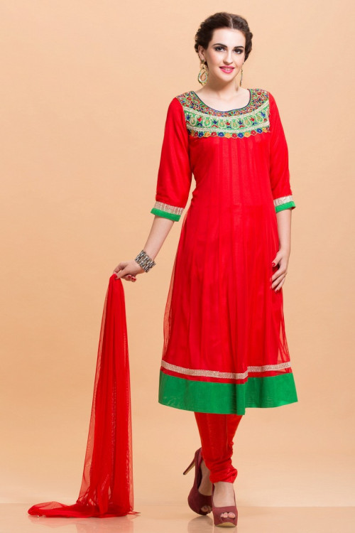 Red Kalidar Anarkali Suits