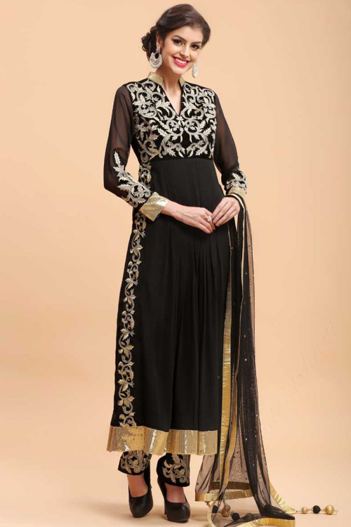 Black Straight Suit with Dupian Pant