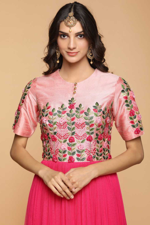 Buy Net And Banglori Silk Anarkalii Suit In Baby Pink Color Online ...