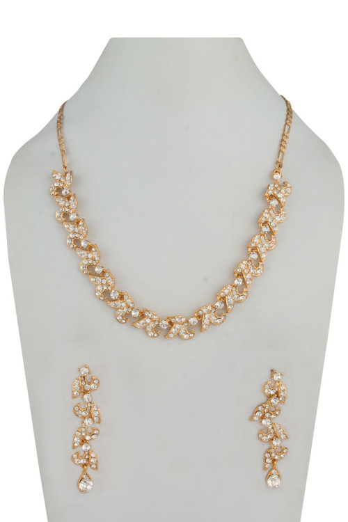 Golden Studded Necklace with Jhumka earrings
