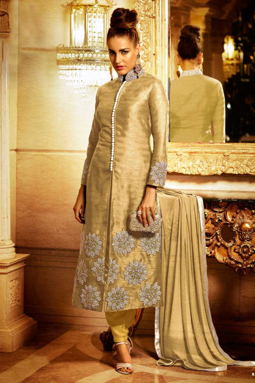 Sale online, Churidar bhagalpuri suit, Cream embroidered embroidered