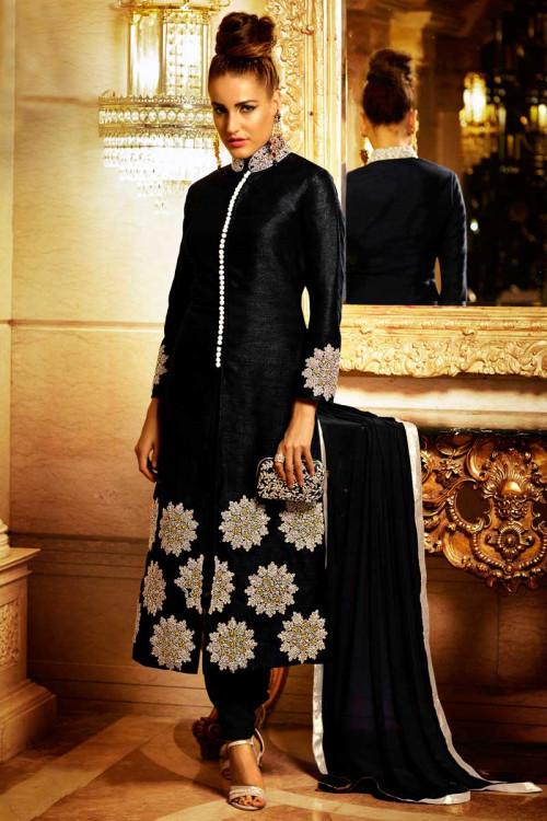 Bhagalpuri Silk Patch Work Pink Semi Stitched Pakistani Suit - 57 | Indian  dresses, Dress materials, Buy dresses online