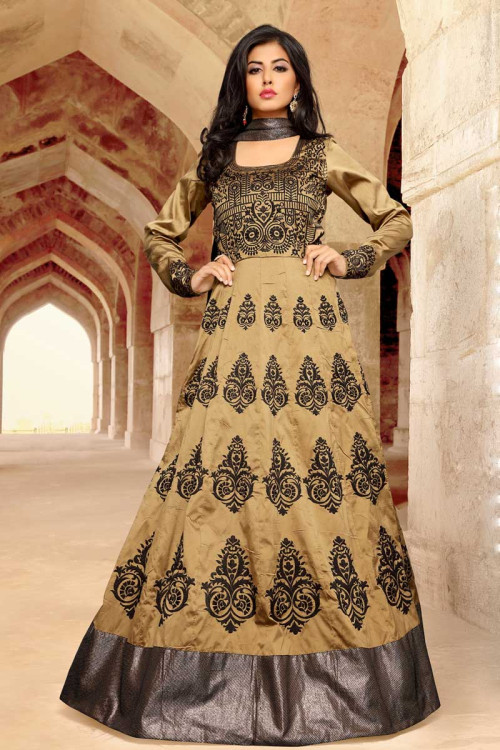 Buy Indian Crepe Dusty Peach Gown LSTV116609