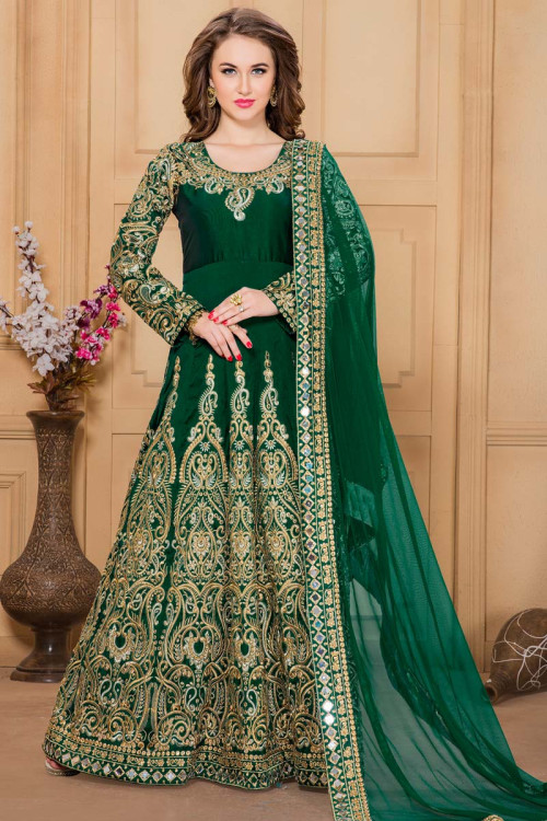Eid Special Anarkali Churidar Suit With Embroidered Dupatta