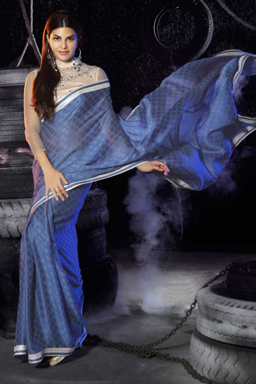 Blue Georgette Saree with Art Silk Blouse