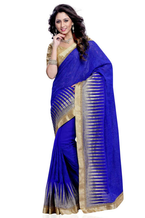 Blue Georgette Saree with Silk Blouse