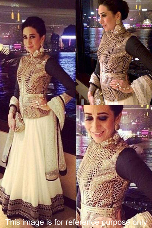 White with Black Georgette Lehenga with Georgette Choli