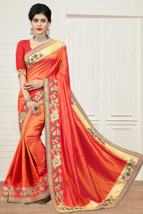 Deisgner Silk Saree With Banglori Silk Blouse In Red Color