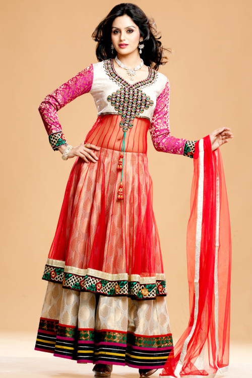 Long Silk Lehenga Choli in Multi Color
