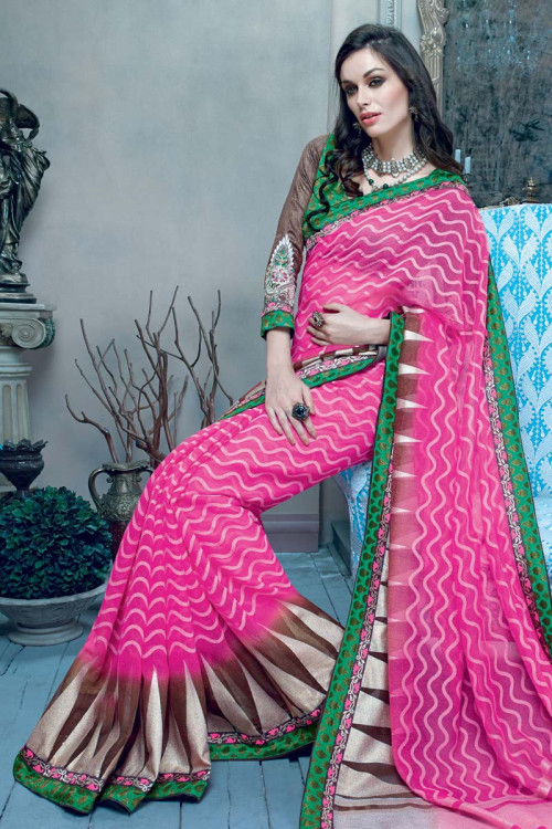 Pink Georgette Saree with blouse