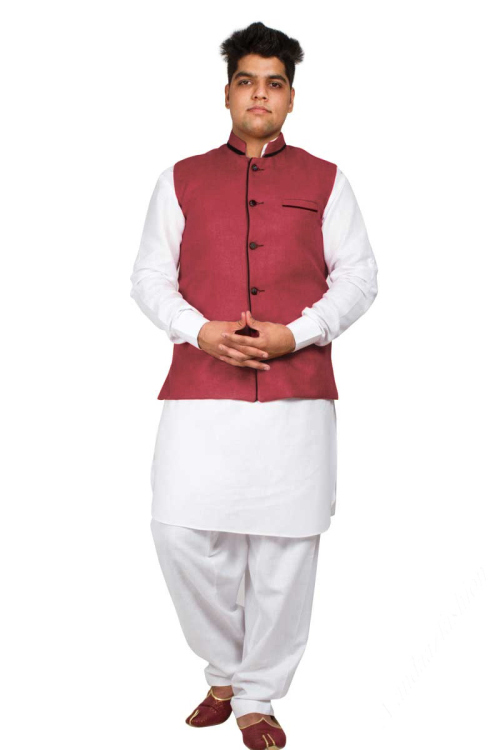 Red cotton Jute Waistcoat