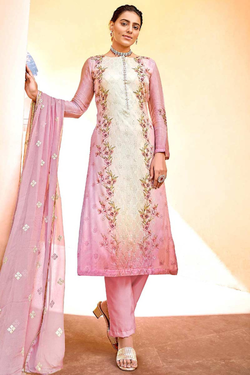 Digital Printed Taffy Pink Viscose Trouser Suit