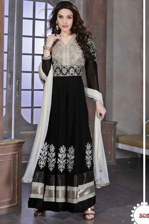 Trending | $64 - $129 - Black Churidar Organza Salwar Kameez and Black  Churidar Organza Salwar Suit Online Shopping