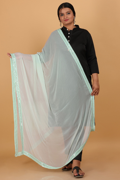 Mint Green Nazneen Dupatta With Lace Work