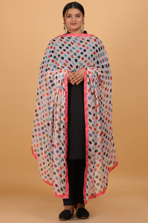 Printed Off White Nazneen Dupatta