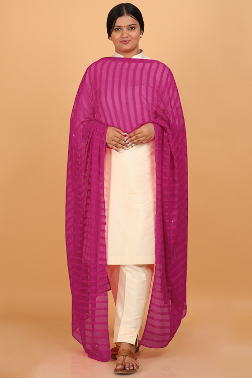 Magenta Pink Nazneen Plain Dupatta