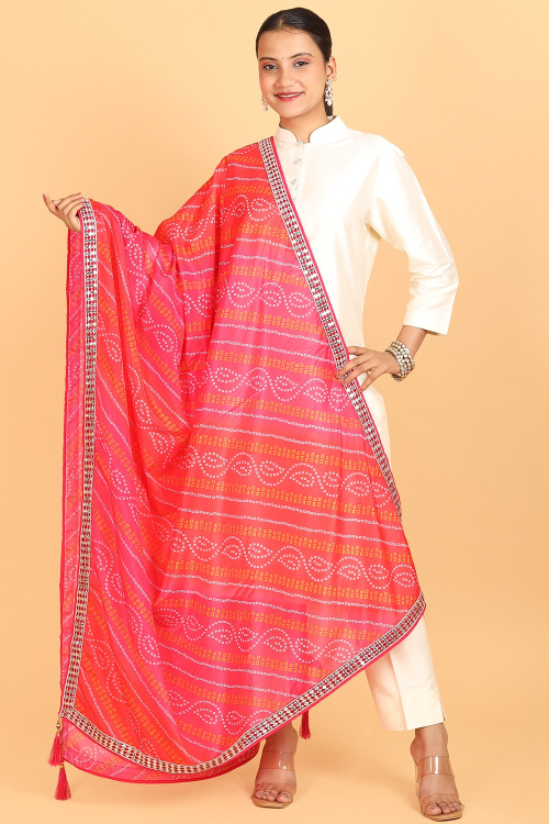 Hot Pink Soft Silk Bandhej Dupatta