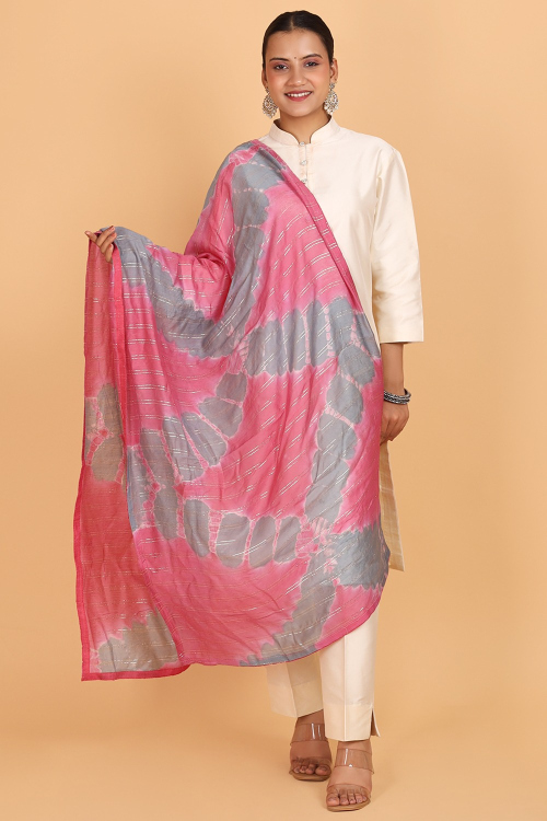 Rose Pink Cotton Printed Dupatta