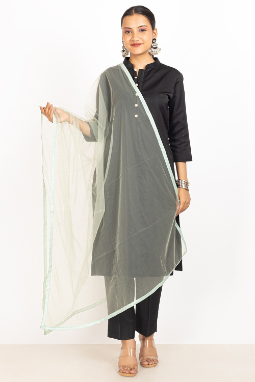 Pistachio Green Net Plain Dupatta