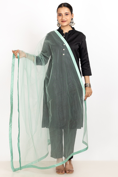 Sea Green Net Plain Dupatta