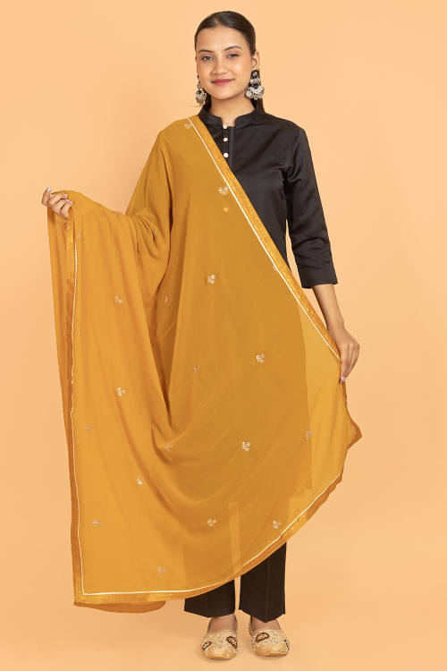 Turmeric Yellow Georgette Embroidered Dupatta