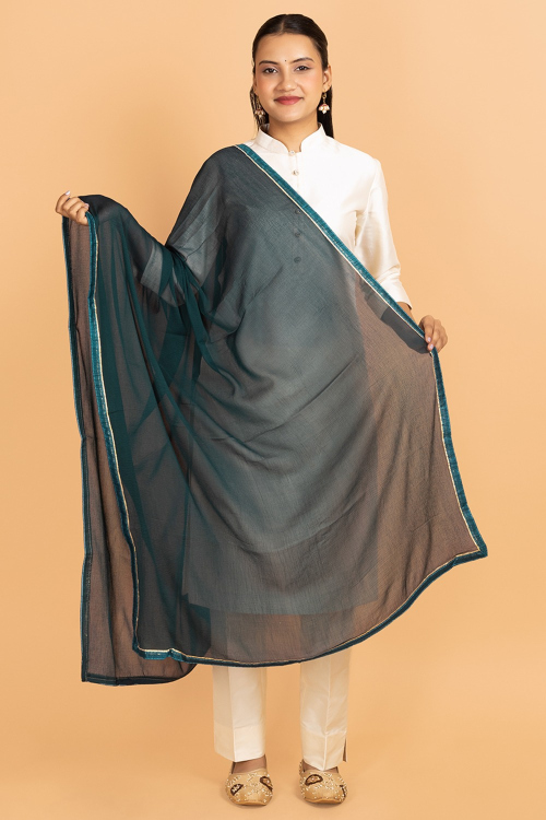 Teal blue Chiffon Plain Dupatta