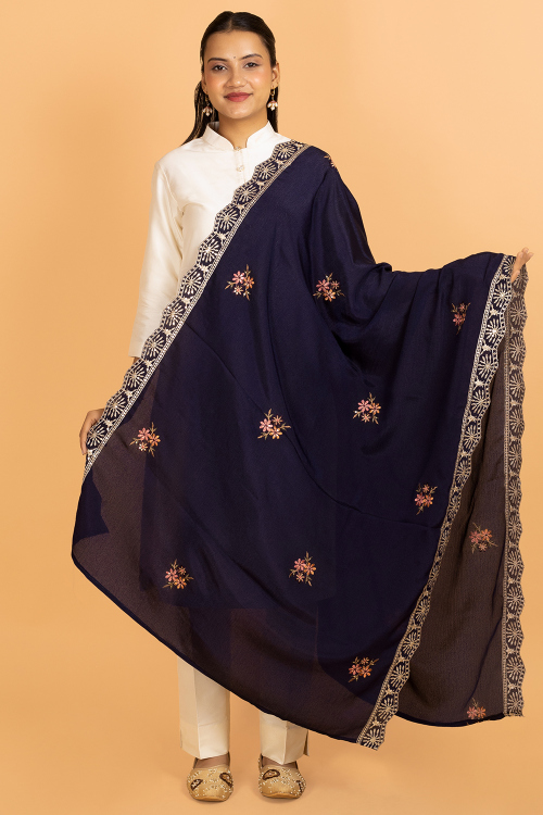 Violet Purple Chinnon Sequins Embroidered Dupatta
