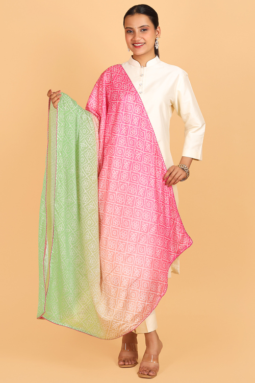 Multi Colour Chinon Printed Dupatta