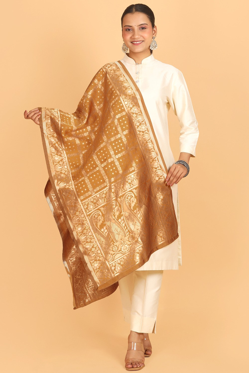 Mustard Yellow Cotton Weaved Dupatta 