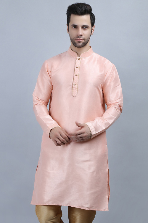 Dupion Silk Pastel Pink Men's Kurta
