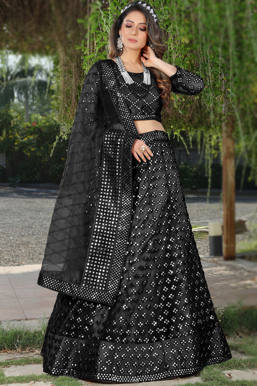 Plain black lehenga choli online