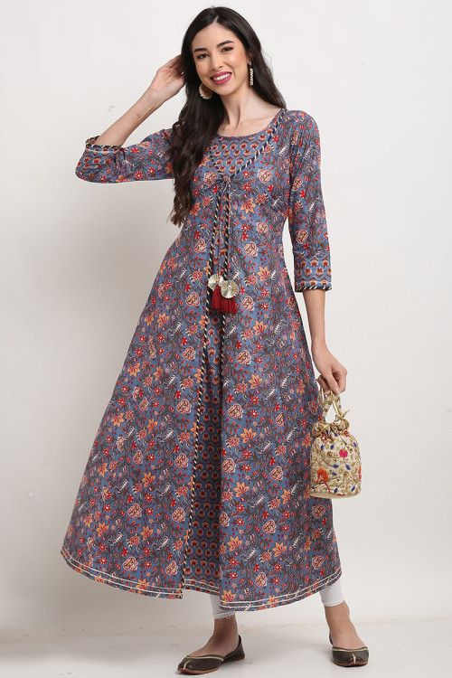 Buy Frock Style Cotton Gota Patti Indian Kurti Tunic Online for Women in USA