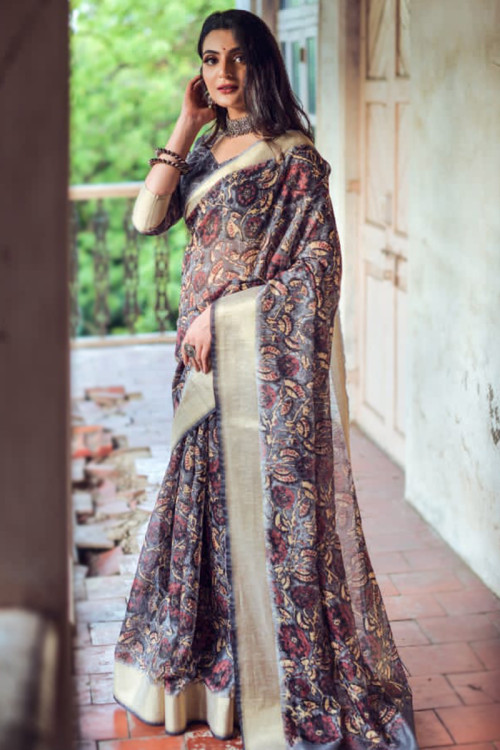 designer indo western saree plus size gown online -9061107940 | Heenastyle